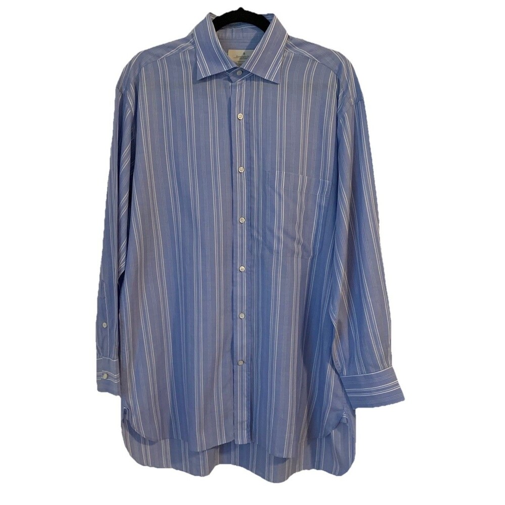 Ermenegildo Zegna Shirt Mens Size 41 16 Striped Long Sleeve Button Up Cotton
